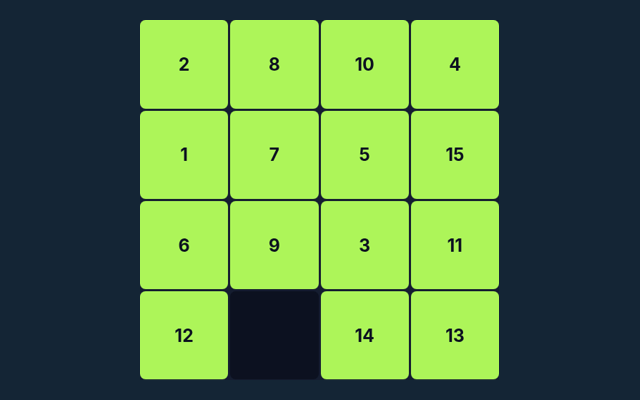 15 Puzzle playing interface